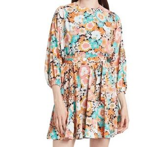 Melloday Tie Waist Floral Mini Dress